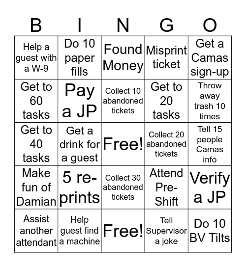 Slots Bingo Card