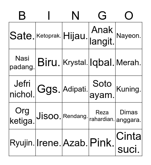 Sandraaaaaaaaaa. Bingo Card