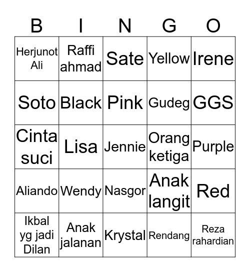 Skydrie Pradhita's Bingo Card