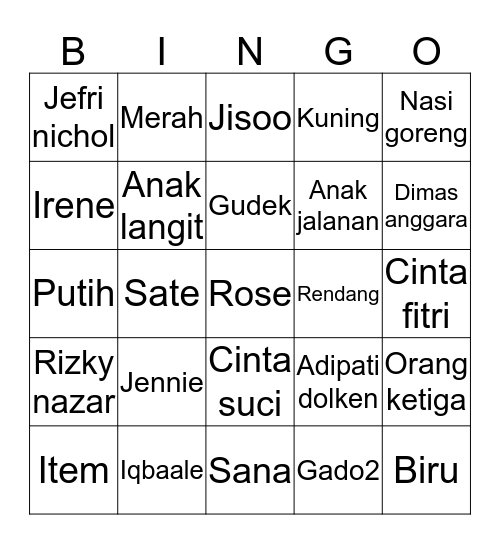 Goib Bingo Card