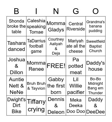 Gray Family Bingo  Bingo Card