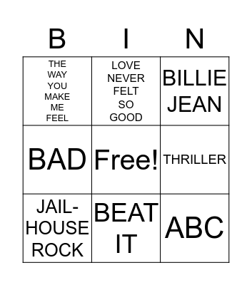 MICHAEL & ELVIS Bingo Card