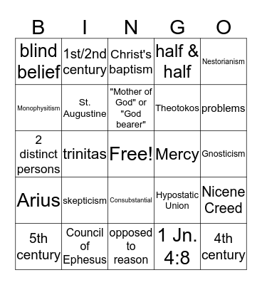 THL 9 Test Review Bingo Card