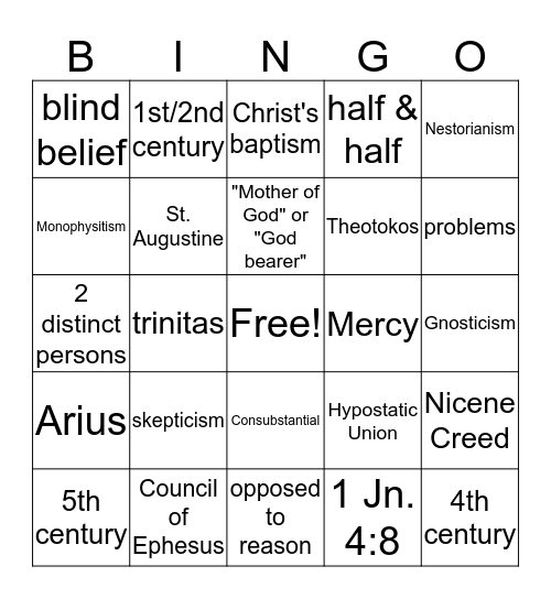 THL 9 Test Review Bingo Card