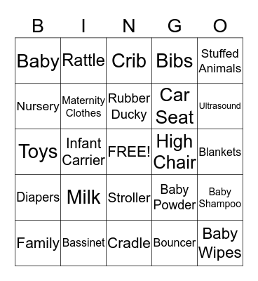 Baby Bingo!  Bingo Card