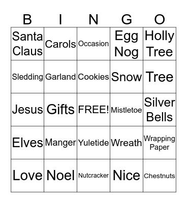 Christmas Bingo Card