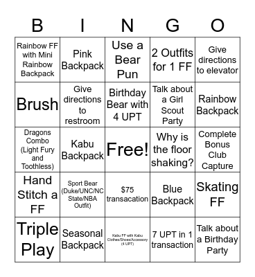 March Madness Bingo Card