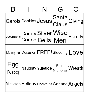 Christmas Bingo Card