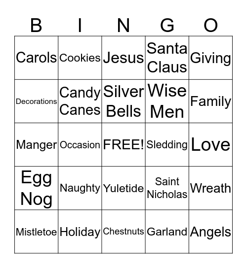 Christmas Bingo Card