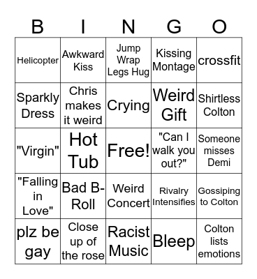 Bachelor Nation Bingo Card