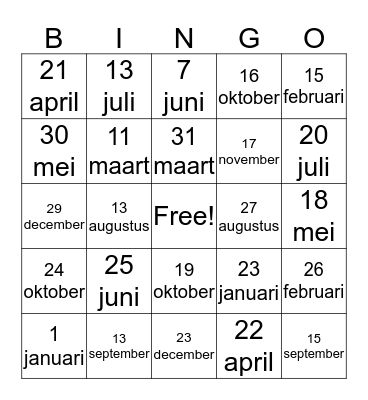 datums Bingo Card