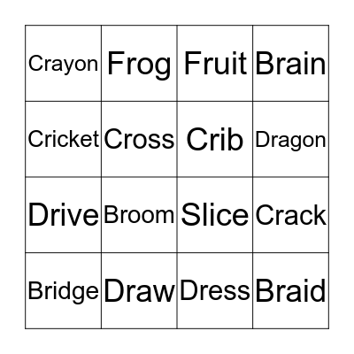 Initial Sound Bingo  Bingo Card