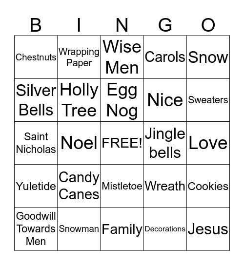 Christmas Bingo Card