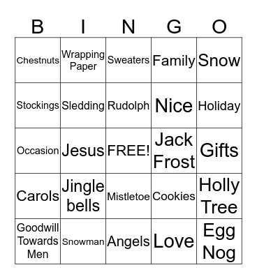 Christmas Bingo Card
