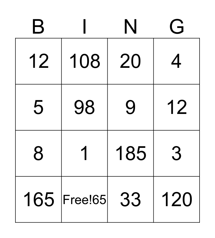 Delinquency BINGO Card