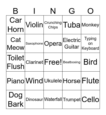 Sound Bingo Card