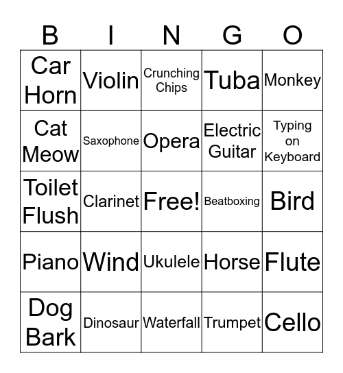 Sound Bingo Card