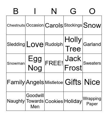 Christmas Bingo Card