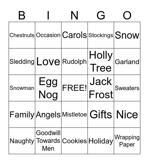 Christmas Bingo Card