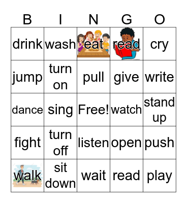 Unit 1: Action Words Bingo Card