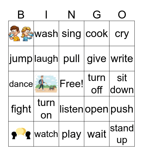 Unit 1: Action Words Bingo Card