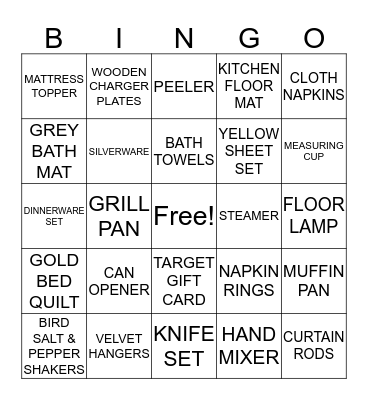 BRIDAL SHOWER BINGO Card