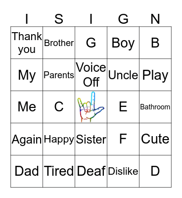 ASL Bingo 01 Bingo Card