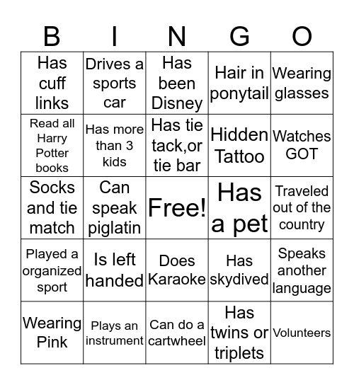 EVS Bingo Card