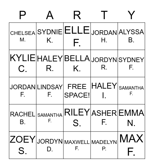 Samantha Feinberg is  10 Bingo Card