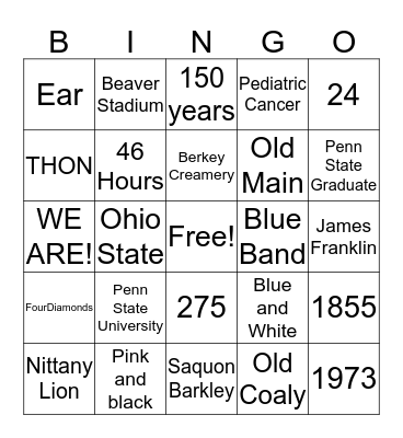 PSU BINGO Card