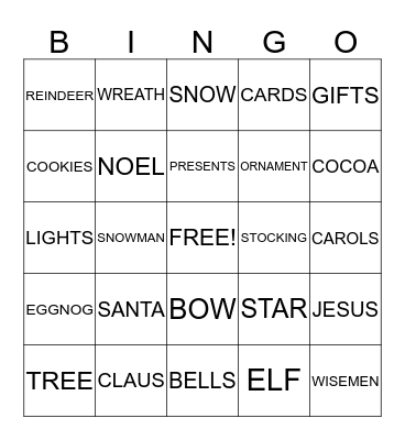 CHRISTMAS BINGO Card