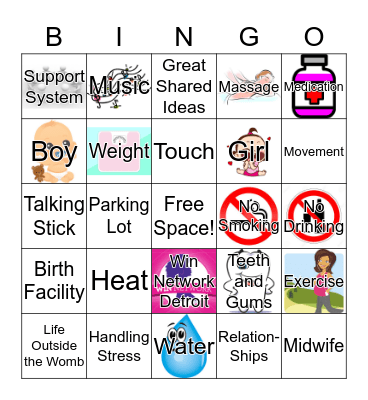 Group Prenatal Session Bingo Card