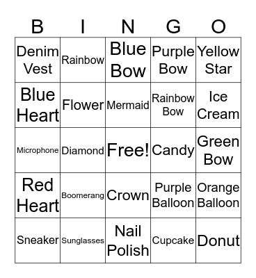Jojo Siwa Bingo Card
