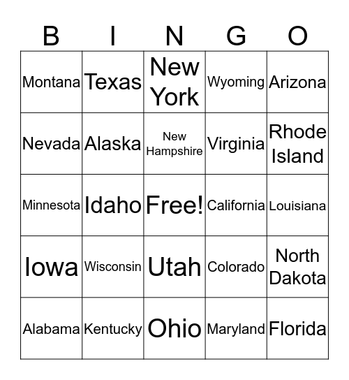 Snow Day Bingo Card