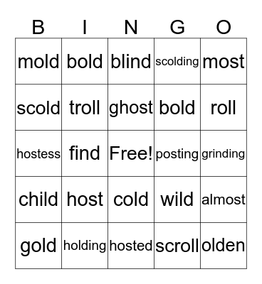 Wild Old Ghost Bingo Card
