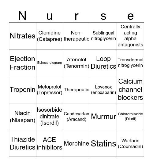 Nurse Bingo Card