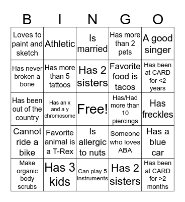 Staff Meeting Bingo Card