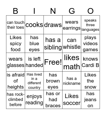 Signature Bingo! Bingo Card