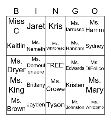 ACS PAL FAMILY Bingo Card