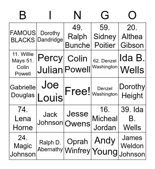 BLACK HISTORY BINGO Card