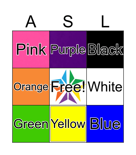 ASL Color Bingo  Bingo Card