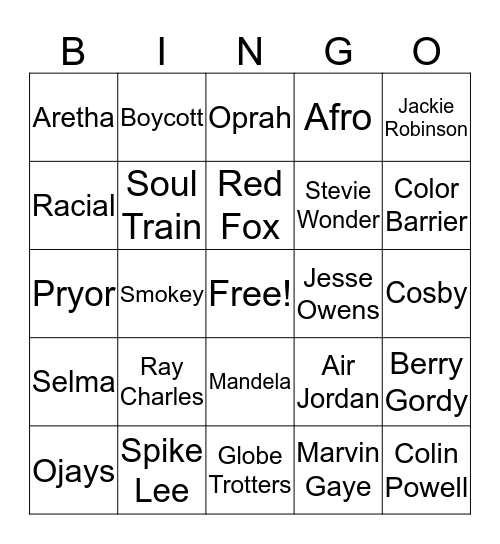 Black History Month Bingo Card