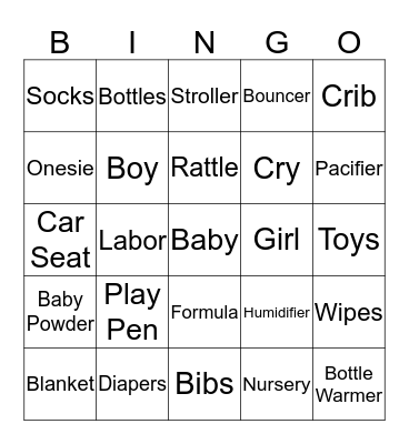 Baby Bingo  Bingo Card