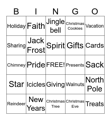 Christmas Bingo Card