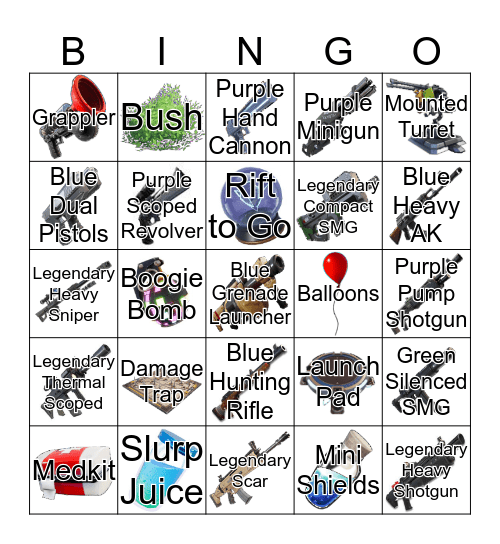 Fortnite Bingo Card