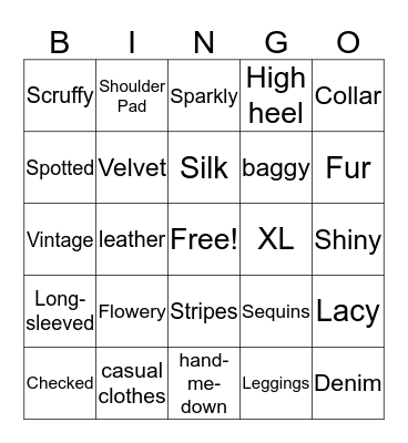 Fashion Merchandising, Objective 1.01 Bingo Card