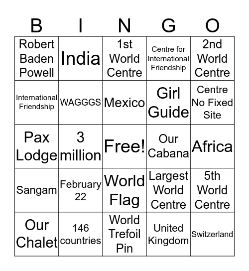 WORLD Bingo Card
