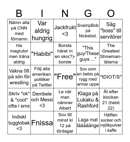 Ben Bingo Card