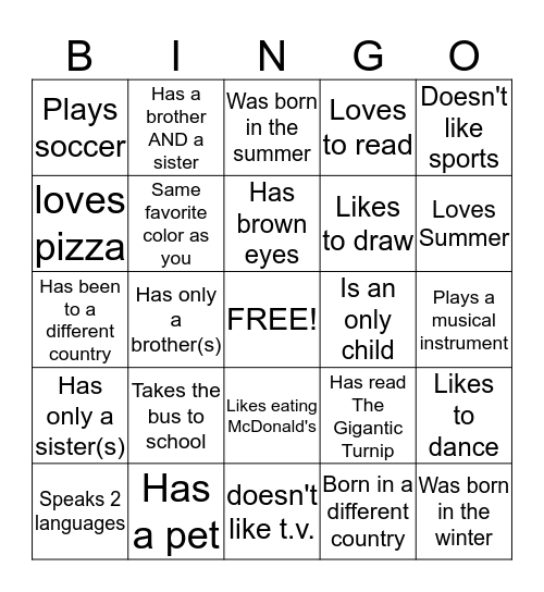 Meet Me Bingo Card