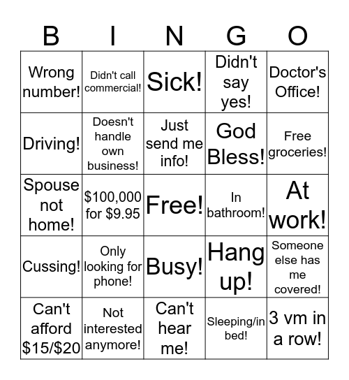 CallShaper Bingo Card